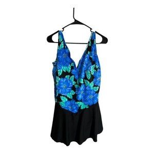 Vintage SunBird 1 pc Swim dress Woman's Size 24W Floral Swimwear New Old Stock